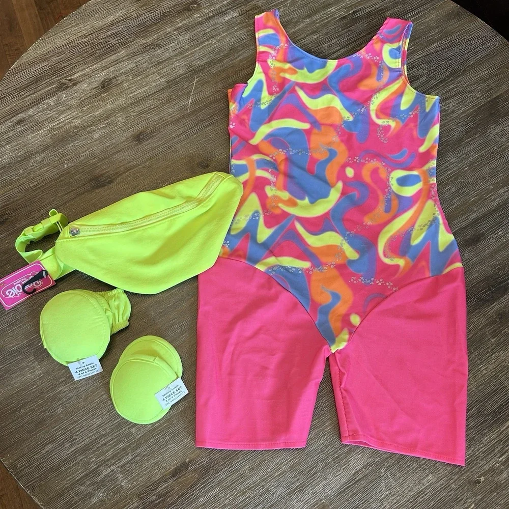 Barbie The Movie Girls Roller Skating Costume XL 14/16 Leotard Shorts